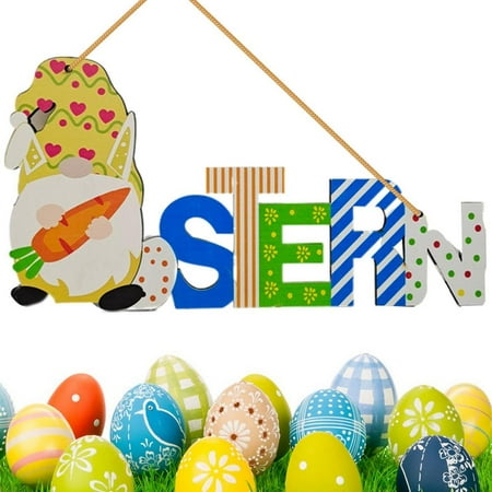 

Laideyi Easter Wooden Pendant Easter Bunny Egg Door Sign Craft DIY Easter Embellishments with Rope for Easter Party Ornament usefulness
