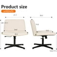 thumbnail image 3 of FDW Criss Cross Chair Armless Cross Legged Office Desk Chair Adjustable Swivel Ergonomic Desk Chair No Wheels U Shaped Backrest with Wide Seat Native Sponge Computer Task Vanity Chair for Home Office, 3 of 7