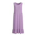 thumbnail image 6 of Lenago Maxi Dress for Women Sleeveless Flowy Maxi Casual Long Dresses with Pockets Flared Hem Elastic Strap Summer Beach Fashion Maxi Dress for Party Purple Size-XL, 6 of 6