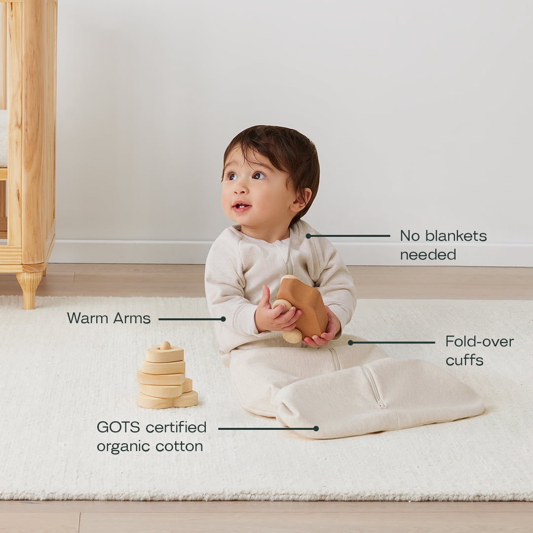 ergoPouch 1.0 Tog Jersey Sleeping Bag - Organic Cotton Baby Sleeping Bag, Made of Soft & Breathable Material for Peaceful Night's Sleep – Baby Wearable Blanket (Oatmeal Marle, 3-12 months)