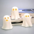 thumbnail image 6 of EazyTech Ceramic Halloween Ghost Decorations Set of 3 Indoor - Cute Spooky Light Up Ghost Figurine with Warm LED Glow, Battery Operated for Tabletop, Shelf, Mantel - Festive Home Decor, 6 of 6