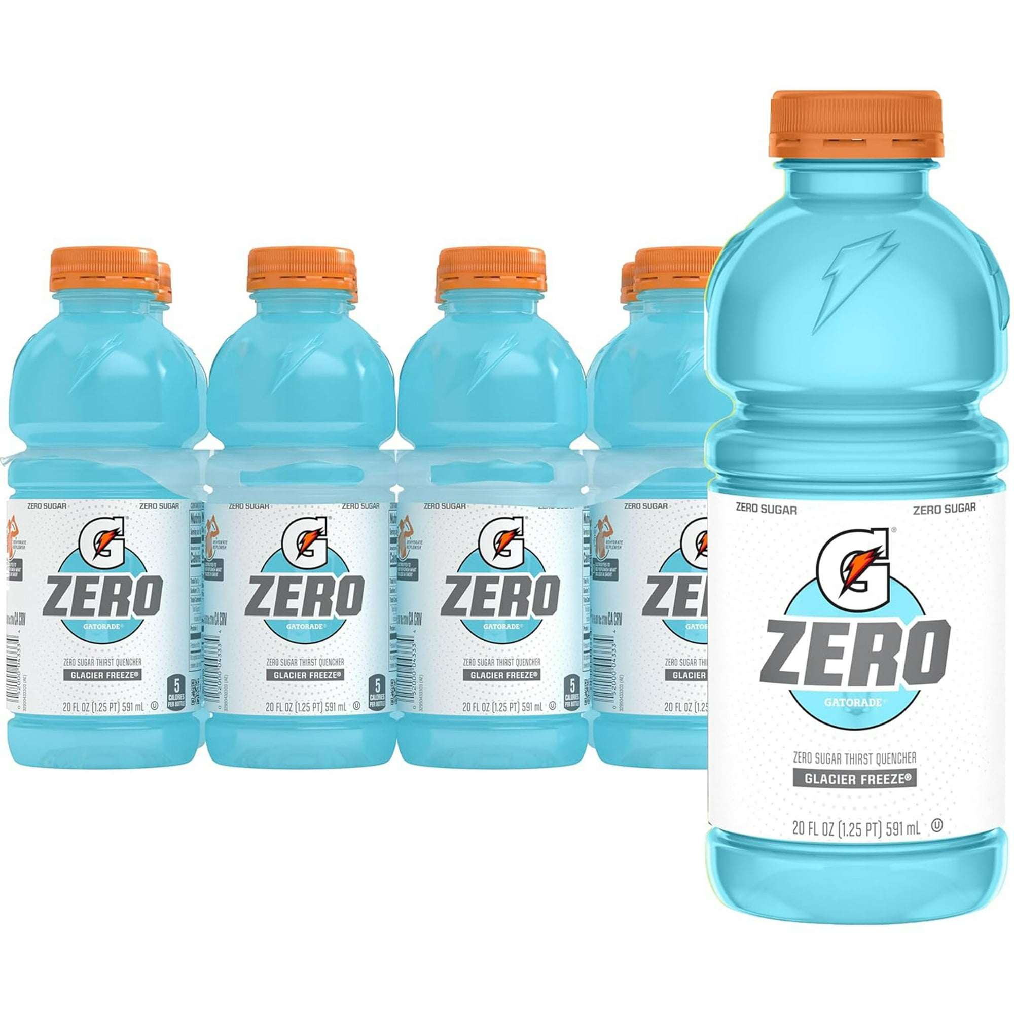 Gatorade Zero Sugar Electrolyte Sports Drink, Glacier Freeze, 20 fl oz, 8 Count Bottles