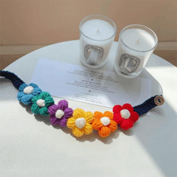 Handmade Crochet Flower Pet Collar, Adjustable Knitted Floral Bib for Small Medium Dogs and Cats, Soft Personalized Pet Neckwear Accessories for Birthday Party & Photoshoot