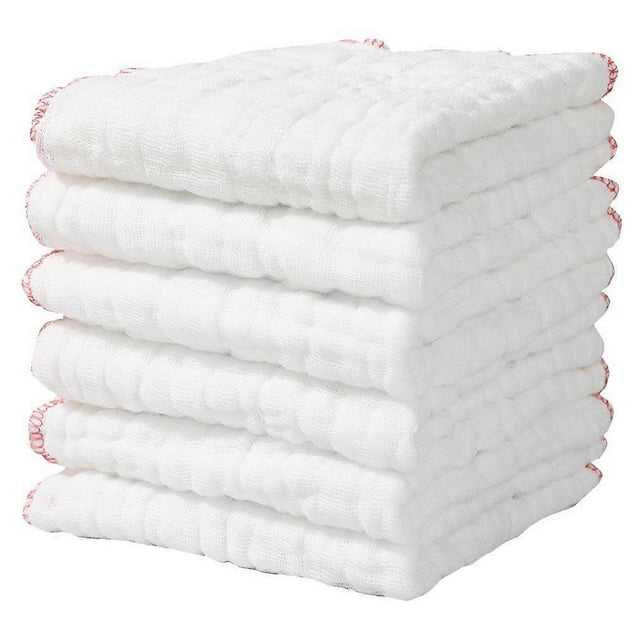 6Pcs Cotton Kitchen Dish Towels Absorbent Dish Cloths Kitchen Drying Towels Hand Towels Bar Mop Towels For Drying Dishes And Table White