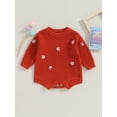 thumbnail image 2 of Liacowi Baby Boys Girls Sweatshirts Rompers Flower Print Crew Neck Long Sleeve Knit s Infant Fall Jumpsuits Newborn Casual One Piece Bodysuits 0-24M, 2 of 7