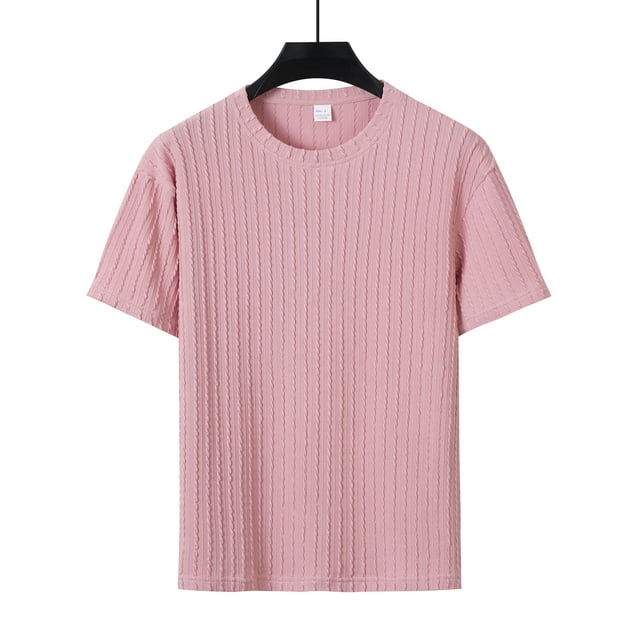 pstuiky camisetas para hombre, Camisas casuales de manga corta con cuello redondo y textura de color sólido para hombre camisetas de hombre xl