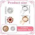 thumbnail image 2 of 4 Pcs 2 Colors Rhinestone Buttons Cover 21mm Flower Sleeve Buttons Cover Detachable Shirt Button Clips Jewelry for Dress Suit Tux Shirt AccessoriesRed Golden, 2 of 9