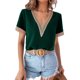 thumbnail image 1 of VISgogo Tops sueltos para mujer, manga corta, cuello en V, informal, fiesta, club, primavera, verano, patchwork VISgogo  moda, 1 of 6
