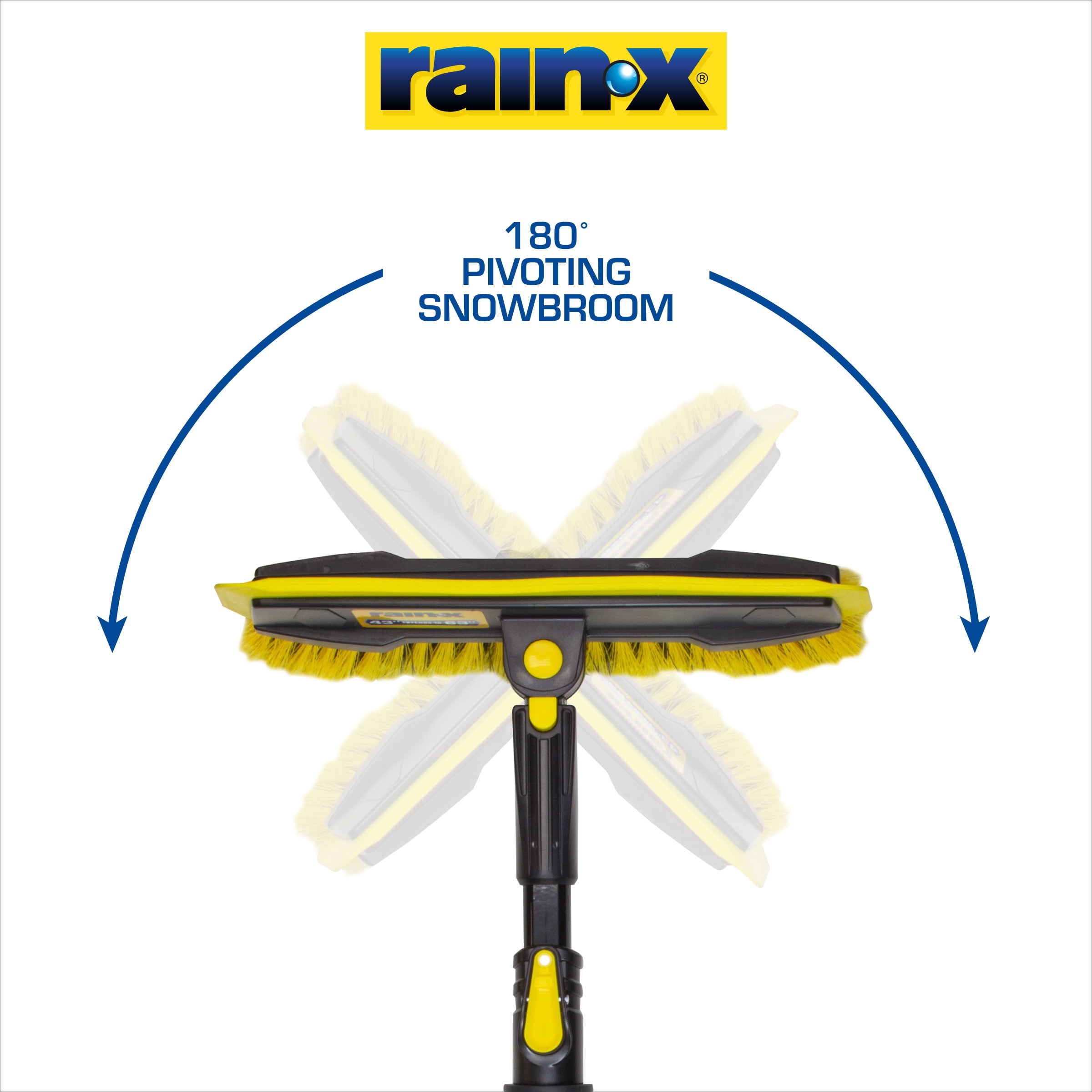 (4 pack) Rain-X 63" Extendable Car Snow Broom and Ice Scraper Tool, Black and Yellow, Size 36", 1 Pack, 1220141063X