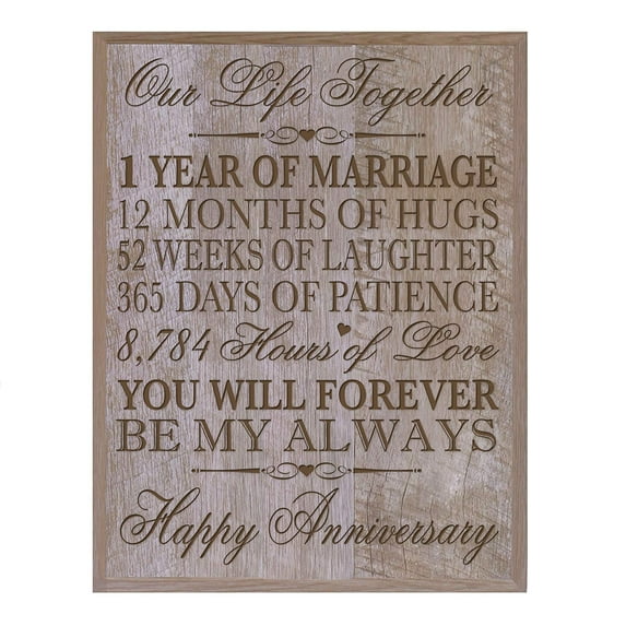 1st Wedding Anniversary Wall Plaque Gift "Marriage"