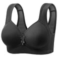 thumbnail image 2 of felwors Bras for Older Women Plus Size No Underwire Full Coverage Breathable Cotton Bra Front Closure Padded Bralettes(Black, 36), 2 of 6