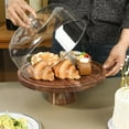 thumbnail image 5 of Acacia Wood Cake Stand with Lid, 1 Pc Footed Round Cake Container, 11.81 Inch Ball Top Handle Covered Cake Stand, Durable Glass Dome Cover,Brown, 5 of 8