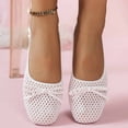 thumbnail image 6 of Miluxas Woven Ballet Flats for Women Cute Mary Janes Bow Elastic Strap Summer Straw Comfortable Casual Dressy Shoes White 9.5(43), 6 of 8