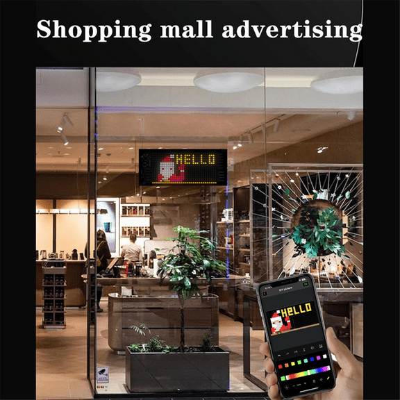 LED Matrix Panel Flexible Screen Display Windshield Scrolling Advertising Car Sign RGB DIY App Control Signal Light