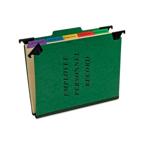 Hanging Style Personnel Folders 1/3-Cut Tabs, Center Position, Letter Size, Green