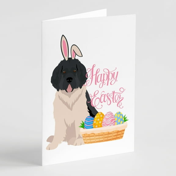 Landseer Newfoundland Easter Greeting Cards and Envelopes Pack of 8 7 in x 5 in