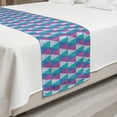 thumbnail image 2 of Abstract Bed Runner, Continuous Triangles Polka Dot and Stripes Geometric Print, Decorative Accent Bedding Scarf for Hotels Homes and Guestrooms, King, Fuchsia Seafoam, by Ambesonne, 2 of 2