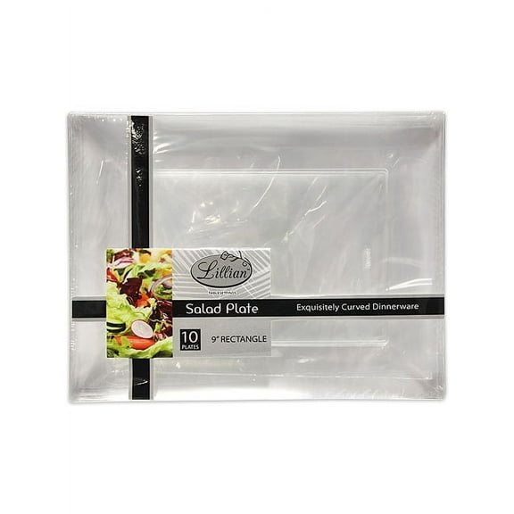 Lillian Clear 9" Rectangular Plastic Luncheon Plates 10ct.