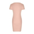 thumbnail image 5 of Admvng Womens Summer Dresses Sexy Solid Color Round Neck and Irregular Short Sleeve Dress S-2XL, 5 of 6