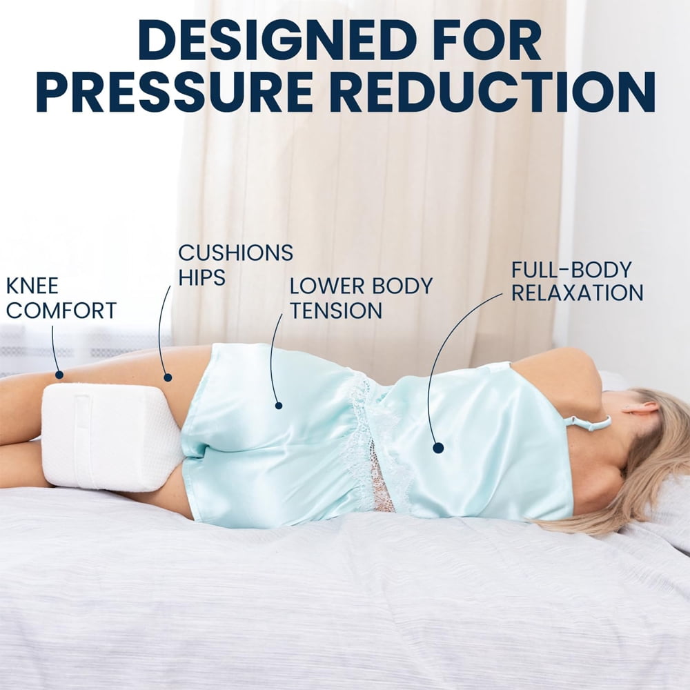Memory Foam Leg & Knee Pillow for Side Sleepers - FSA/HSA Eligible Sciatica Pain Relief Leg Pillow for Side Sleeping - Adjustable Strap