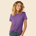 thumbnail image 4 of Dalix Sorcerer Frog Embroidered Cotton Relaxed Short Sleeve Tee T Shirt Womens in Purple S Small, 4 of 5