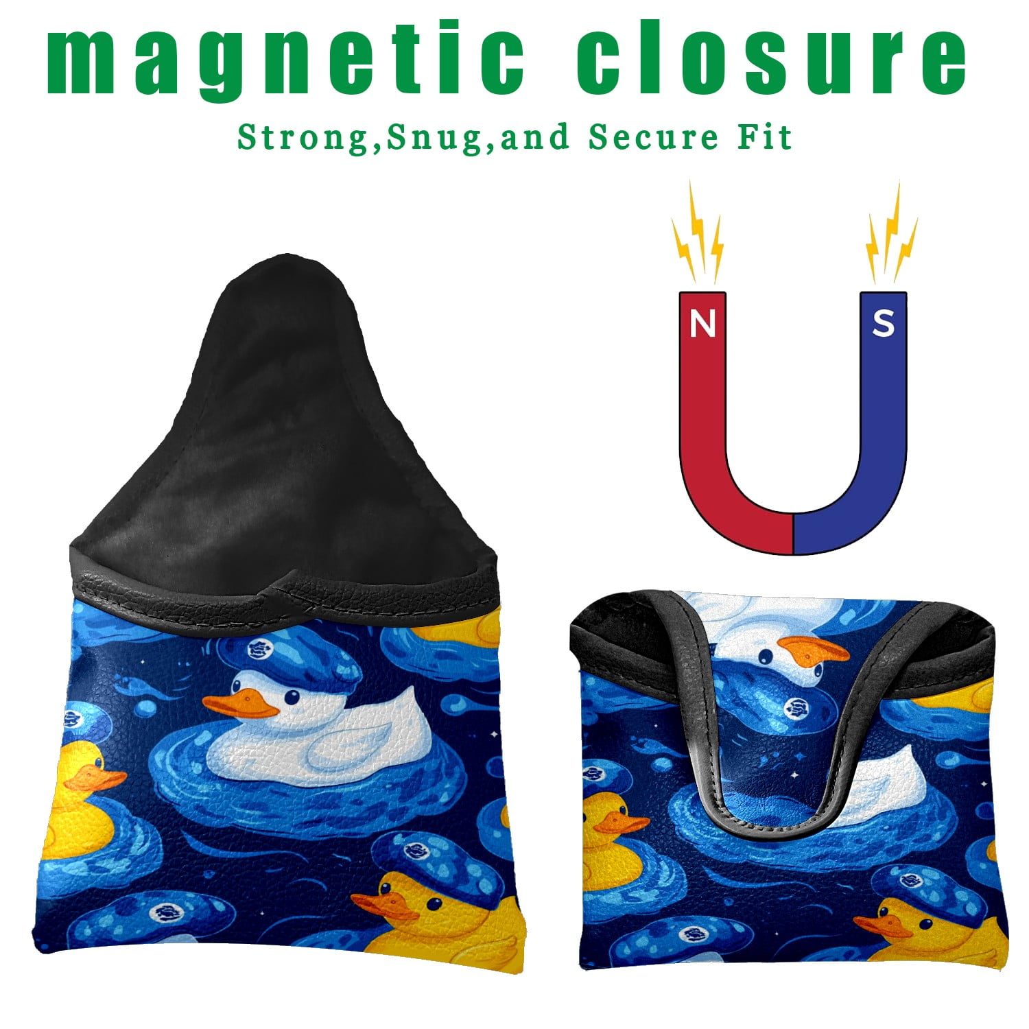 Golf Mallet Putter Cover Premium Leather Waterproof Golf Putter Head Cover with Magnetic Closure Rubber Duck
