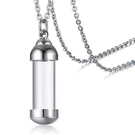 

Personalized Custom Small Acrylic Tube Bottle Urn Necklace Stainless Steel Cremation Jewelry Memorial Ashes Holder Keepsake Steel color