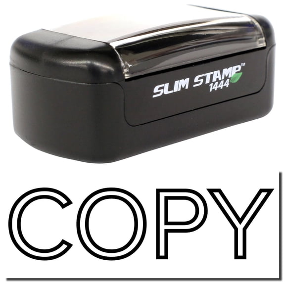 Slim Pre-Inked Outline Font Copy Stamp, Slim 1444, Ultra Slim Design, Impression Size 1/2" by 1-3/4", Up to 25,000 Impressions - Black Ink
