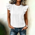 thumbnail image 4 of Molidfa Women's Top Casual Crew Neck Regular Pullover Stretchable Sleeveless Drop Shoulder Casual Tops Flutter, 4 of 5