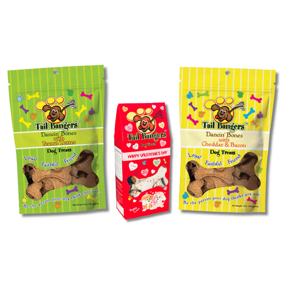 Tail Bangers Valentine's Day Variety Pack Peanut Butter & Honey Crunchy Dog Treat, 3 count