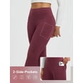 thumbnail image 4 of BALEAF Fleece Lined Leggings Women Winter Yoga Pants Thermal Warm High Waist Flare Leggings with Pockets Heather Wine Red M, 4 of 7