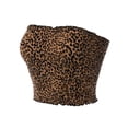 thumbnail image 3 of MixMatchy Women's Leopard Print Smocked Cropped Tube Top, 3 of 4