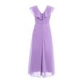 thumbnail image 3 of DPOIS Junior Girls V Neck High Waist Bridesmaid Dress A-Line Floor-Length Ruffle Chiffon Party Dress, 3 of 5