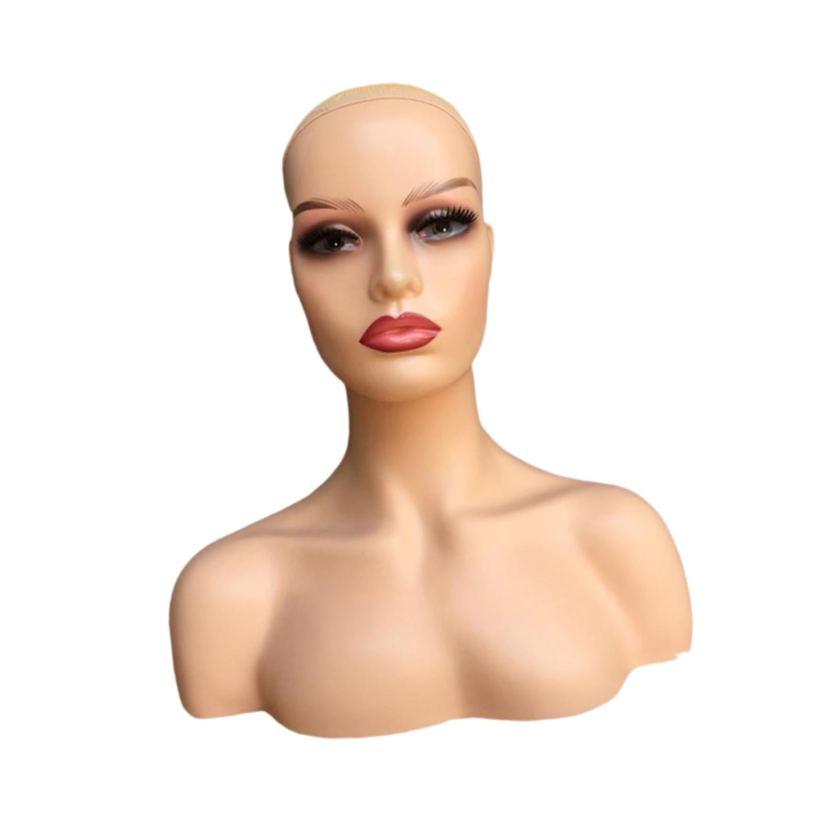 Serenable Female Mannequin Head Manikin Head Circumference 53cm Showing Stand Holder for Earrings Display Home Salon E