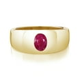 thumbnail image 2 of Gem Stone King Men's 18K Yellow Gold Plated Silver Red Ruby Ring | 1.60 Cttw | Oval 8X6MM | Gemstone July Birthstone | Size 10, 2 of 4