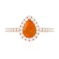 thumbnail image 4 of Rosec Jewels Fire Opal Teardrop Ring for Women with Diamond Halo - 5X7 mm (AAA Quality), 18K Rose Gold, US 12.50, 4 of 9