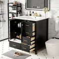 thumbnail image 3 of Euroco 30'' Bathroom Vanity with Ceramic Sink Combo, Solid Wood Frame Bathroom Storage Cabinet, Freestanding Vanity Set with 4 Drawers& Soft Closing Doors, Black, 3 of 8