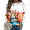 thumbnail image 4 of WEAIXIMIUNG Chandail en Molleton pour Femmes Col Rond Imprimé de Pâques Col Rond Pull Manches Longues Blouse Ample, 4 of 7