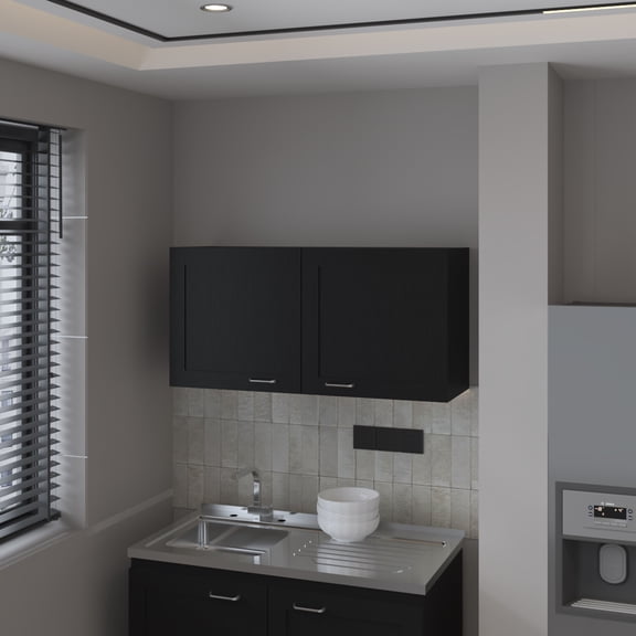 FM FURNITURE Nakya Kitchen Wall Cabinet with 2 Doors, Black