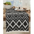 thumbnail image 3 of Fennco Styles Handcrafted Diamond Chindi Table Runner 16" W x 72" L - Black Geometric Rectangular Cotton Blend Table Cover for Boho Décor, Dining Table, Banquets, Family Gatherings, 3 of 3