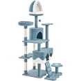 thumbnail image 1 of Yaheetech Ocean-Themed Cat Tree Tower with 2 Condos, 2 Perches, Scratching Posts, Blue/White, 1 of 7