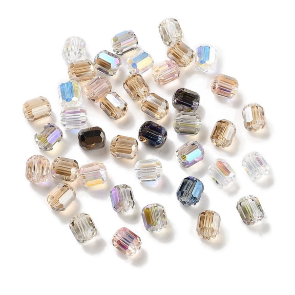 100 pc Electroplate Column Glass Beads Faceted Mixed color 9x8mm Hole: 1.5mm Glass