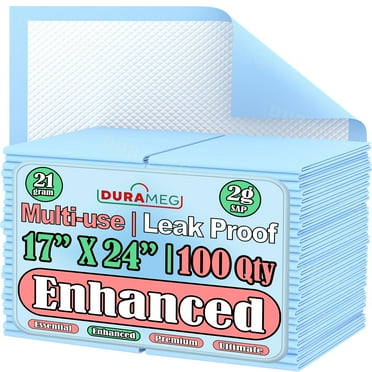 Chucks Pad Disposable Underpads 17x24 | [100 Pack] Incontinence Chux Pads Absorbent 2g SAP Fluff Protective Bed & Pee Pads for Babies, Kids, Adults & Elderly | Puppy Pads Large for Training Leak Proof