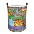 thumbnail image 1 of Cesta para ropa sucia GarField redonda de una sola capa, duradera, de tela Oxford, impermeable, portátil, plegable, para baño, bolsa de almacenamiento de ropa con asa, tamaño mediano., 1 of 7