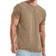 thumbnail image 6 of Men's T-Shirt Cotton Blend Summer Round Neck Short Sleeve Casual Top Comfort Stretch Breathable Fabric Casual Daily Gym Workout Streetwear Beach | Zenithor,Brown 3XL, 6 of 7