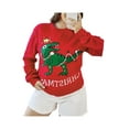 thumbnail image 2 of Gureui Women's Spring Autumn Casual Pullover Knitted Sweatshirt, Christmas Long Sleeve Round Neck Cartoon Dinosaur Print Fashion Knitwear, 2 of 5
