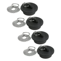 4Pcs Tub Stoppers, Rubber Bathtub Stoppers 1-1/2" Kitchen Sink Drain Stopper, Black
