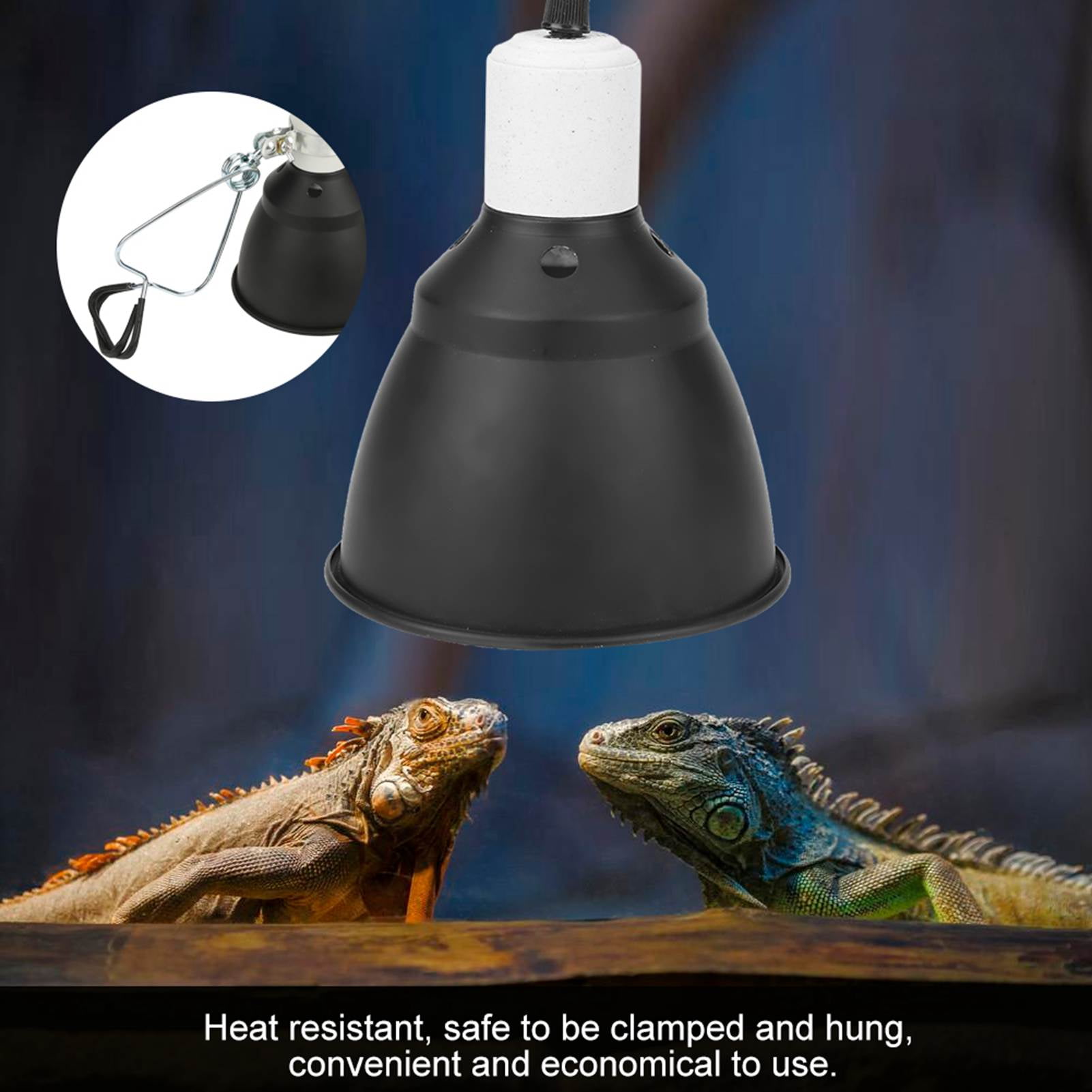 Suodoka Reptile Heat Lamp Holder 220V 300W Ceramic UV UVA UVB Basking Light Fixture for Turtles Tortoises Lizards Snakes Geckos Amphibians UK Plug Black