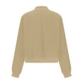thumbnail image 4 of Womens Cropped Jacket Fashion Long Sleeve Button Down Outwear Coats Varsity Shacket with Side Pockets Khaki 2XL, 4 of 6