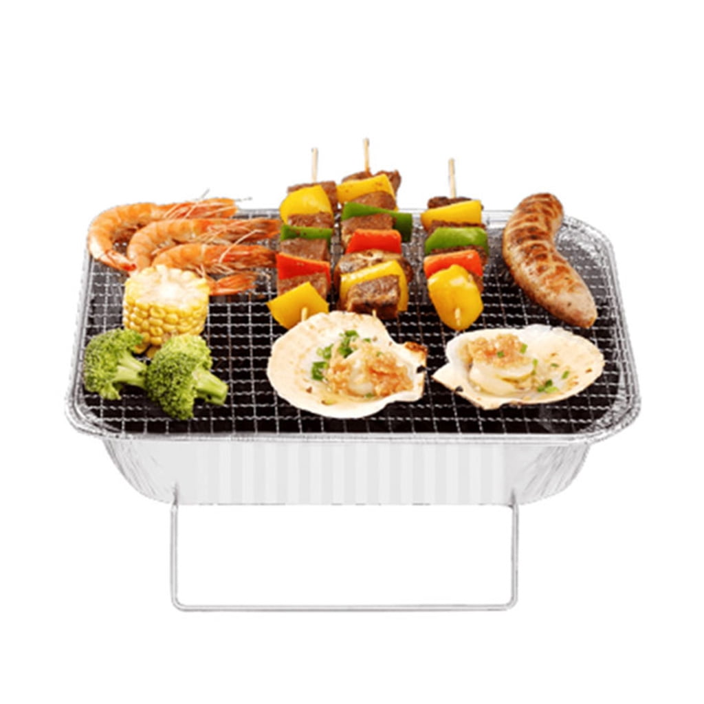 Gieenan Portable Barbecue BBQ Grill with Charcoal Disposable Aluminum Foil for Home Outdoor Travel Fishing Camping